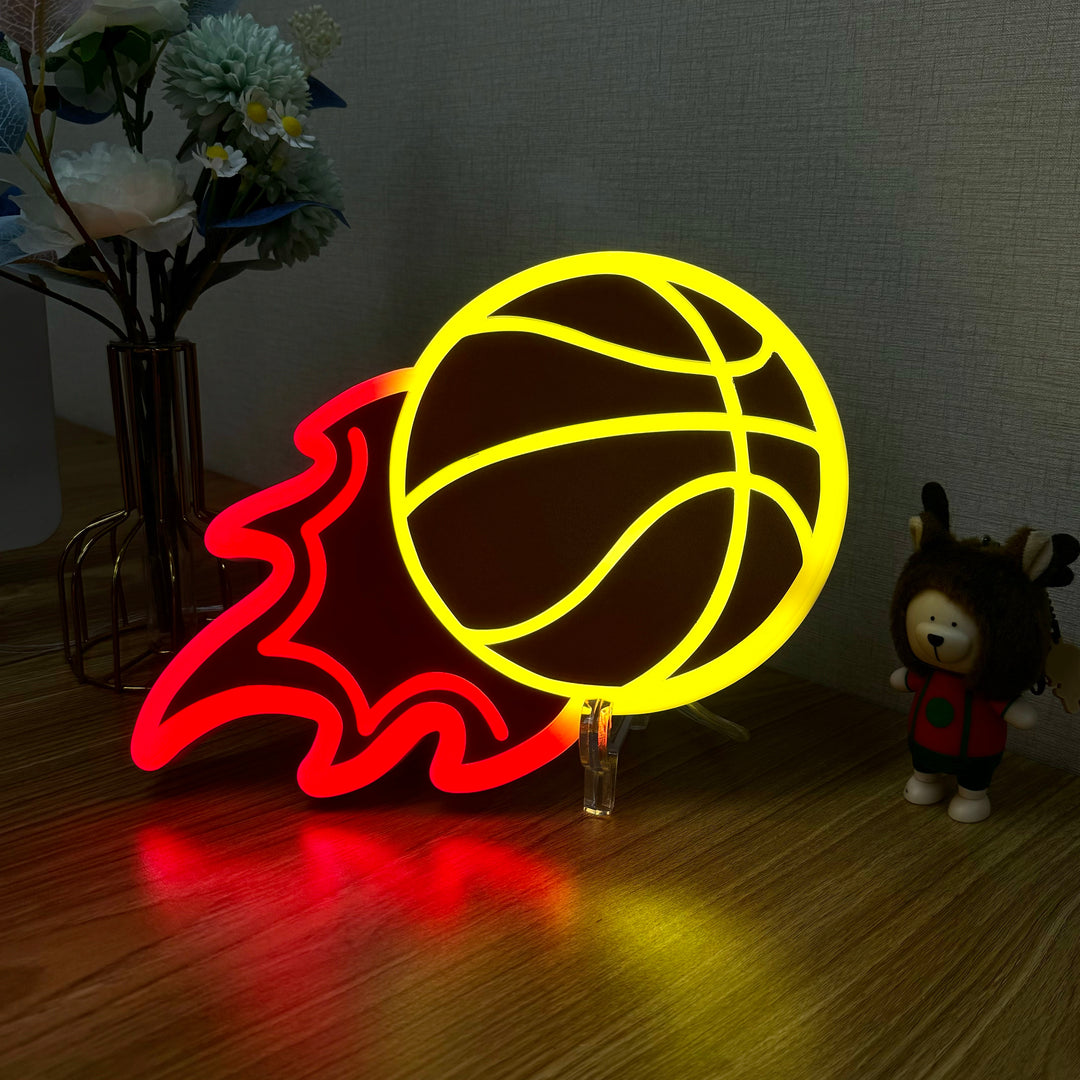 "Flaming Basketball" Neon Like Sign