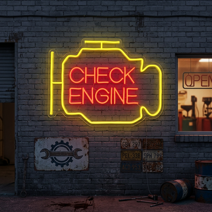 "Check Engine" Neon Sign
