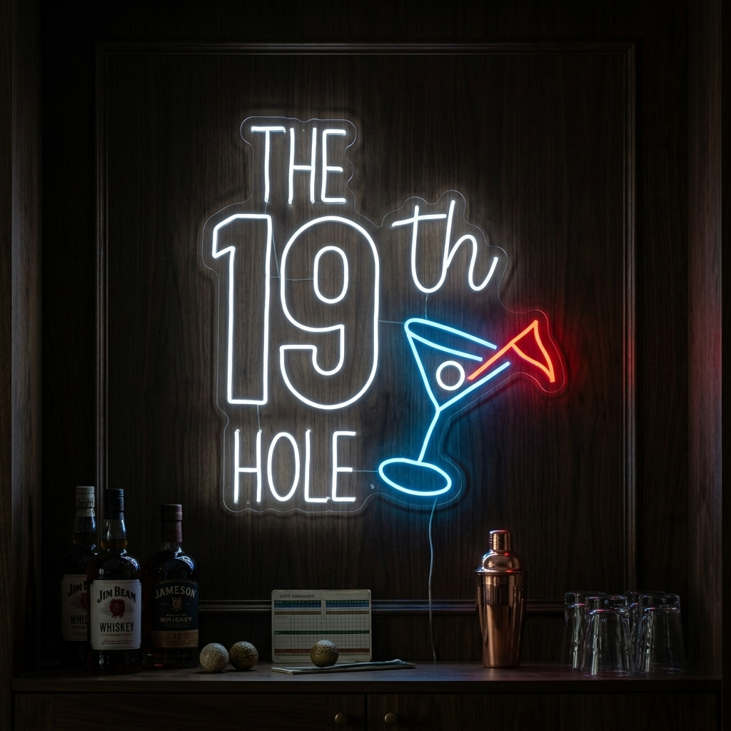"The 19th Hole Golf" Neon Sign