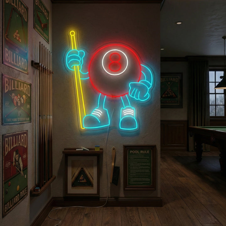 "8 Ball Billiards" Neon Sign
