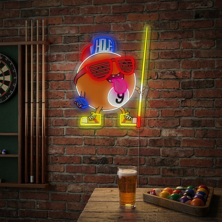 "Billiard Nine Ball" Neon Sign