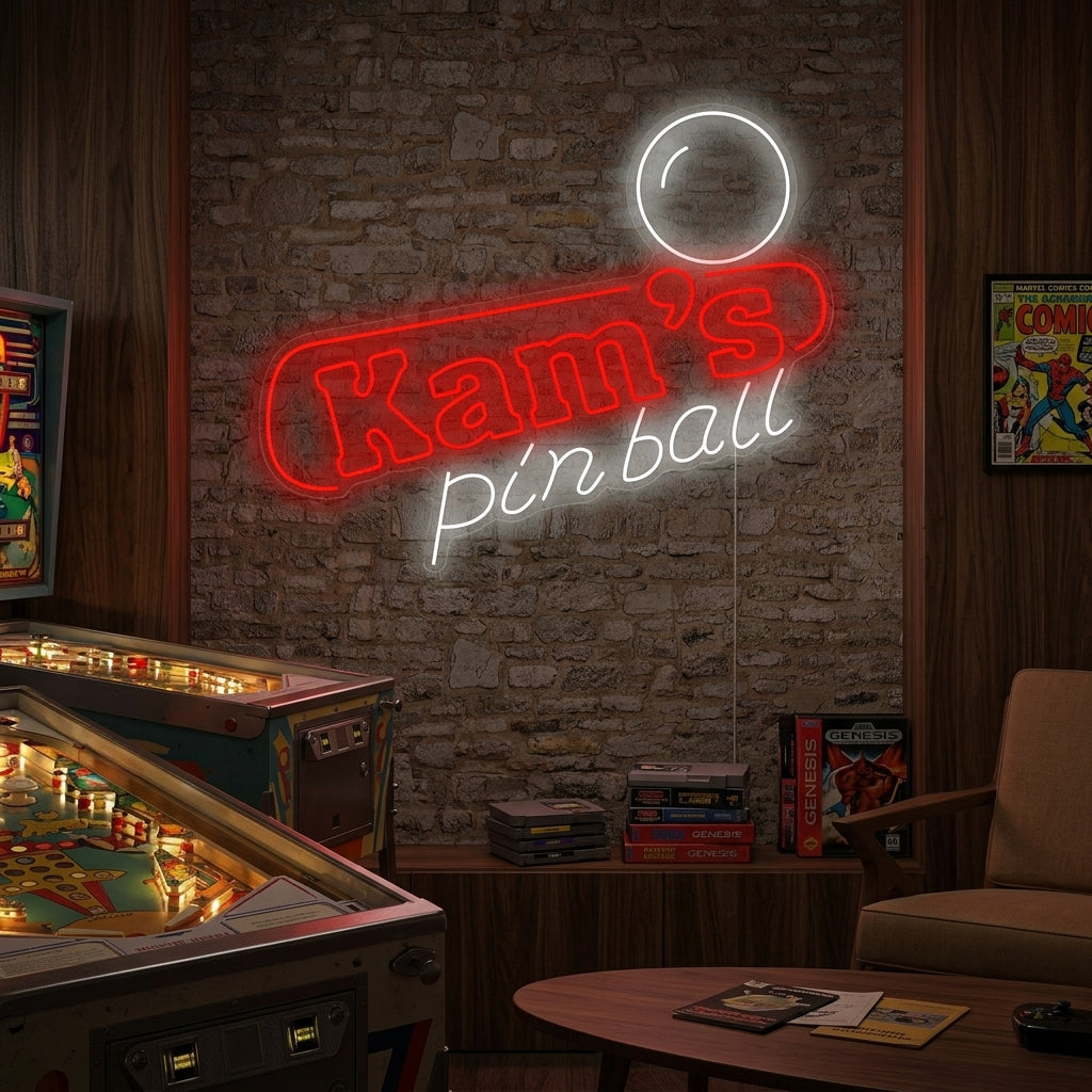 "Kams Pinball" Neon Sign