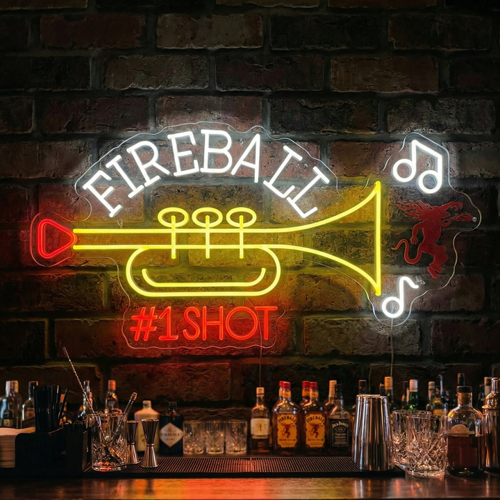 "Fireball #1 Shot Trumpet" Neon Sign