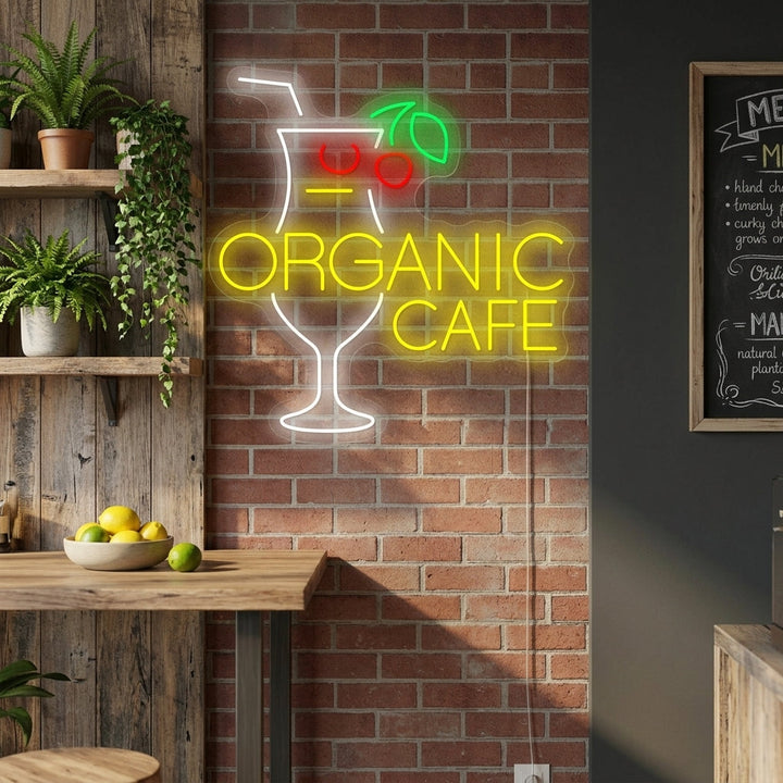 "Organic Cafe" Neon Sign