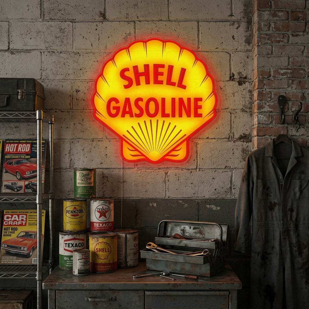 "Shell Gasoline Logo" Neon Sign