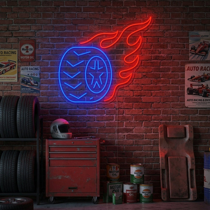 "Tire Flame" Neon Sign