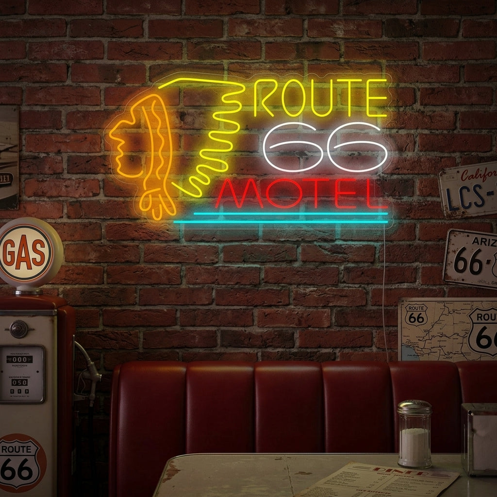 "Route 66 Motel" Neon Sign