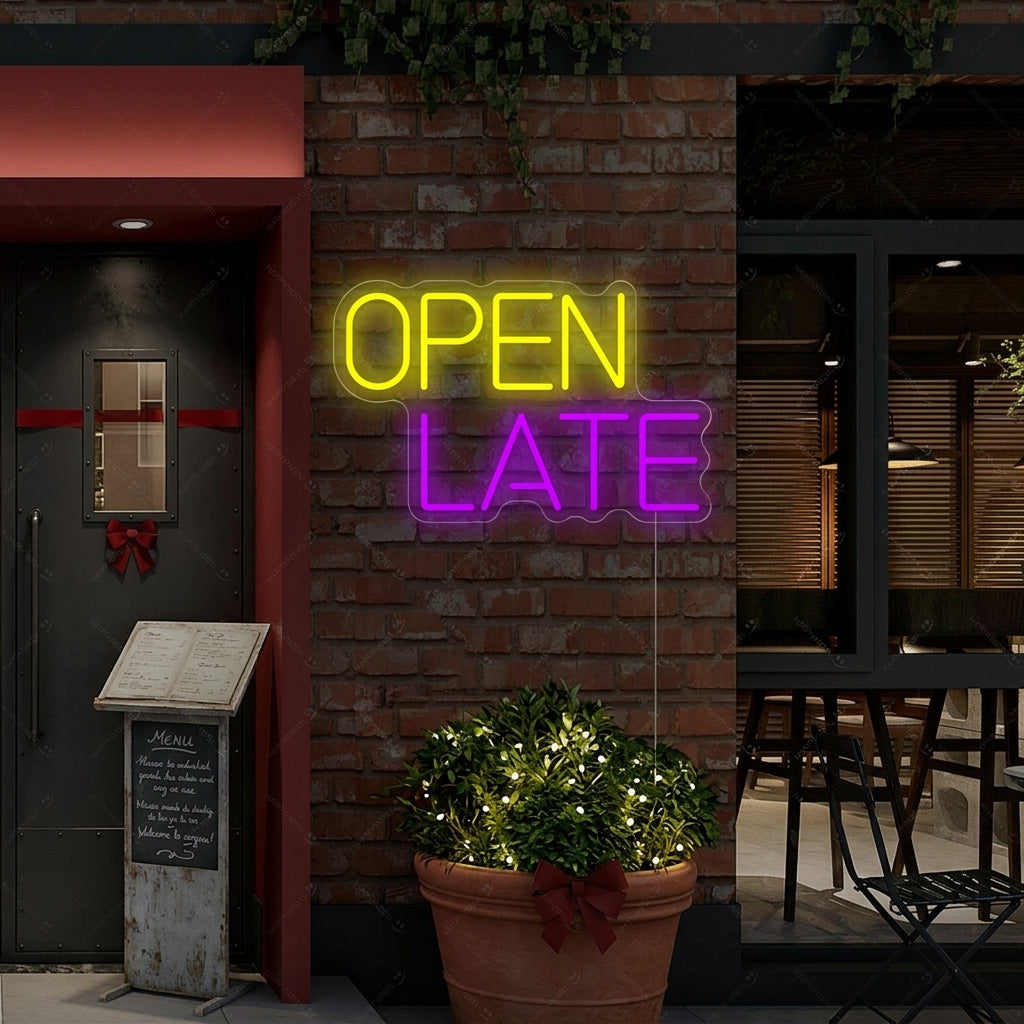 "Open Late" Neon Sign