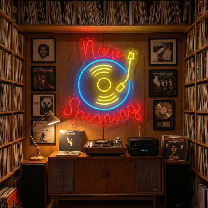 "Now Spinning" Neon Sign