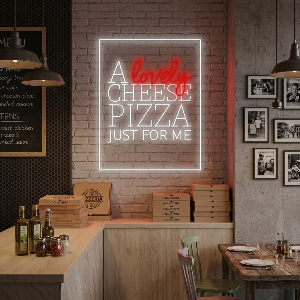 "A Lovely Cheese Pizza Just for Me" Neon Sign