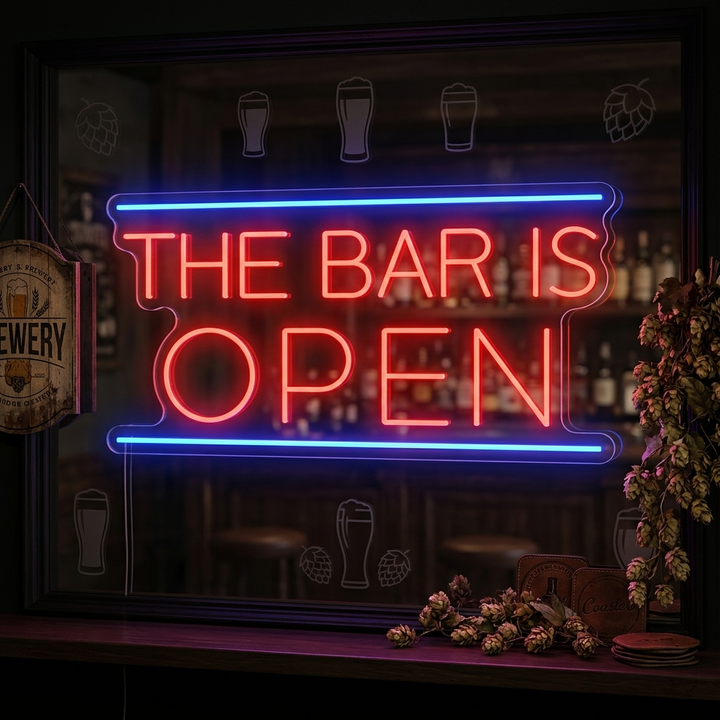 "Bar Is Open" Neon Sign
