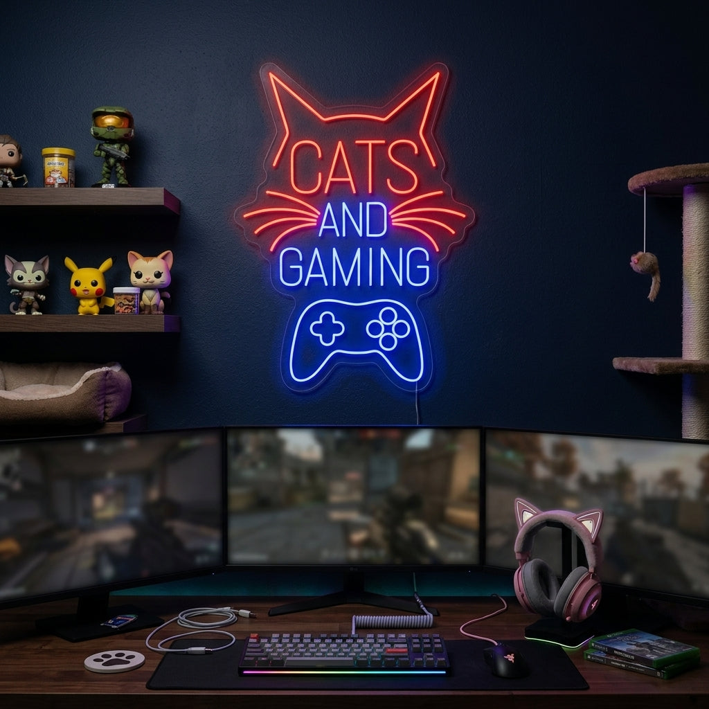 "Cats And Gaming" Neon Sign