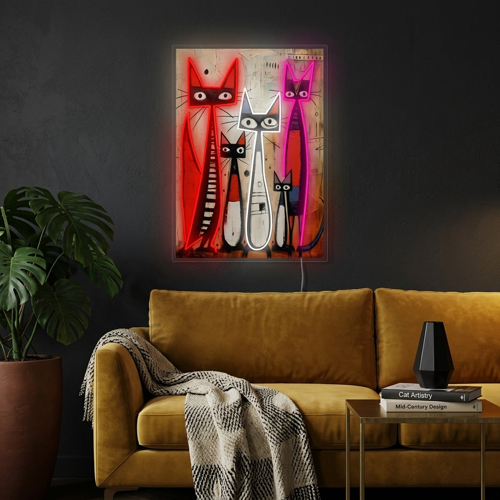 "Cat Family" Neon Sign