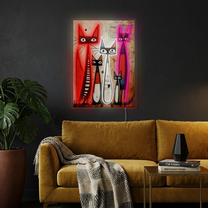 "Cat Family" Neon Sign