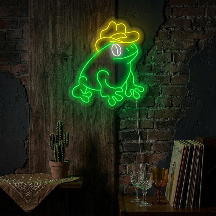 "Frog With Cowboy Hat" Neon Sign