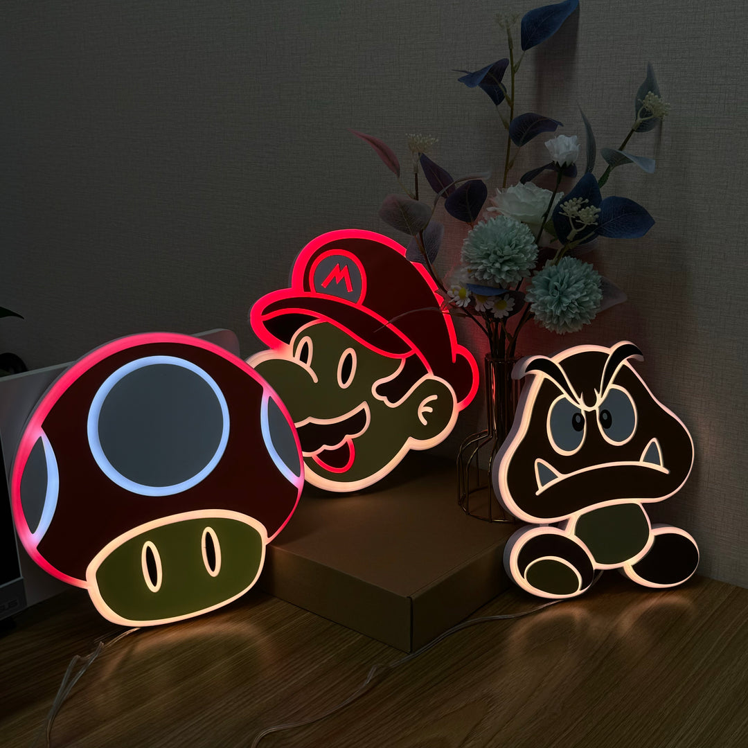 "Mario Super Mushroom" Neon Like Sign