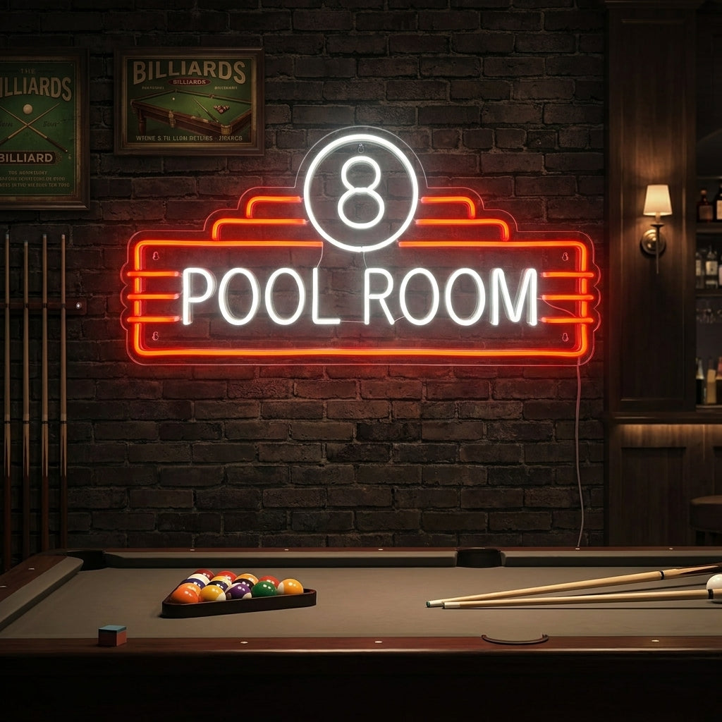 "8 Pool Room" Neon Sign
