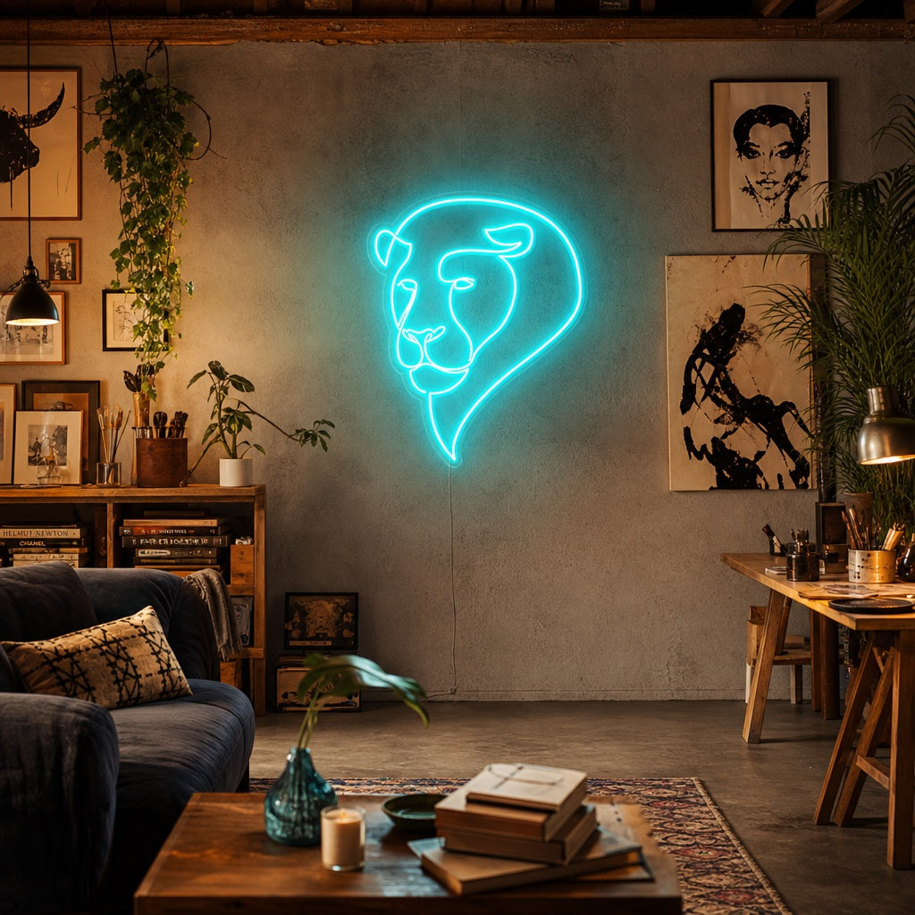 "Abstract Lion Face" Neon Sign