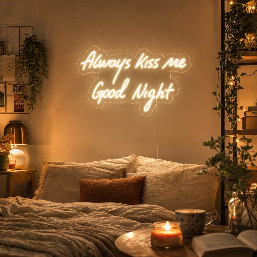 "Always Kiss Me Good Night" Neon Sign