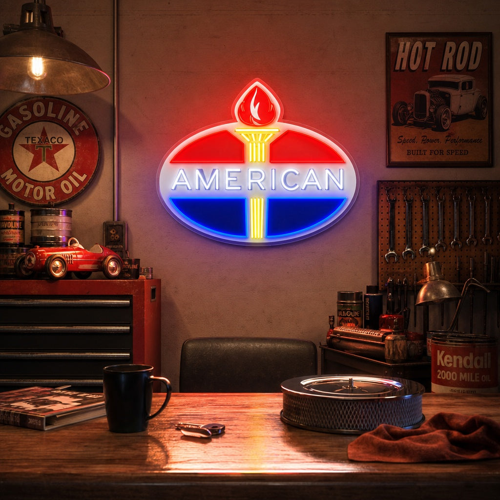 "American Gasoline Logo" UV Print LED Neon Sign