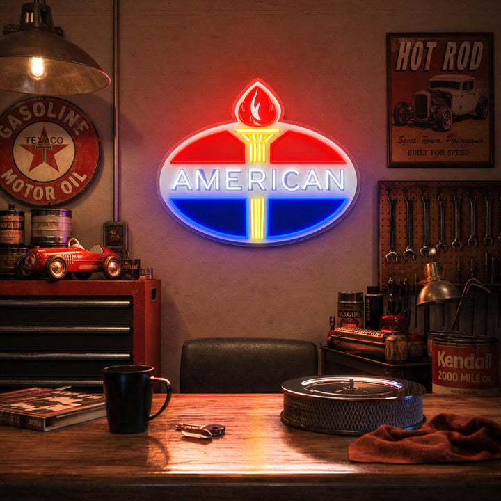 "American Gasoline Logo" UV Print LED Neon Sign