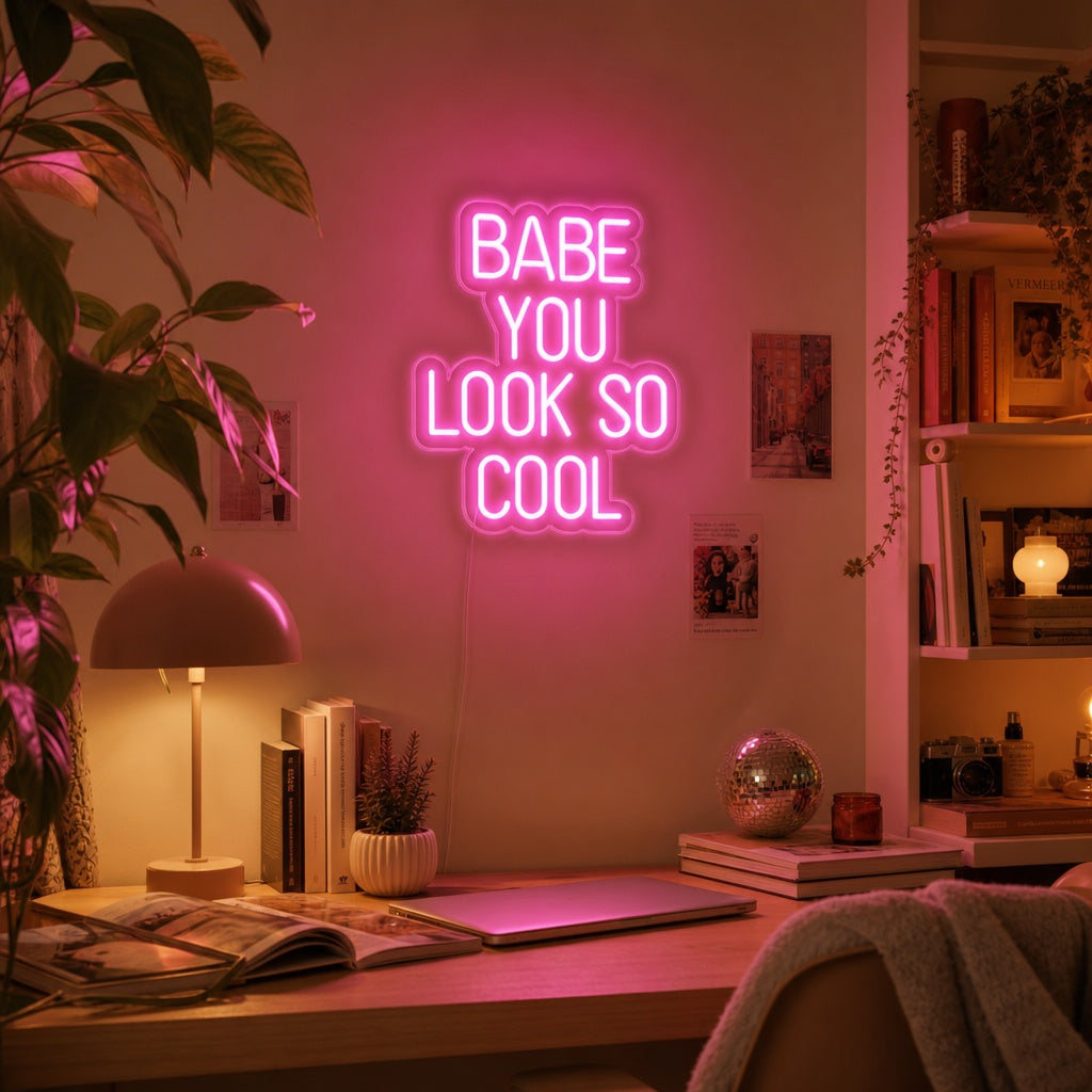 "Babe you Look So Cool" Neon Sign
