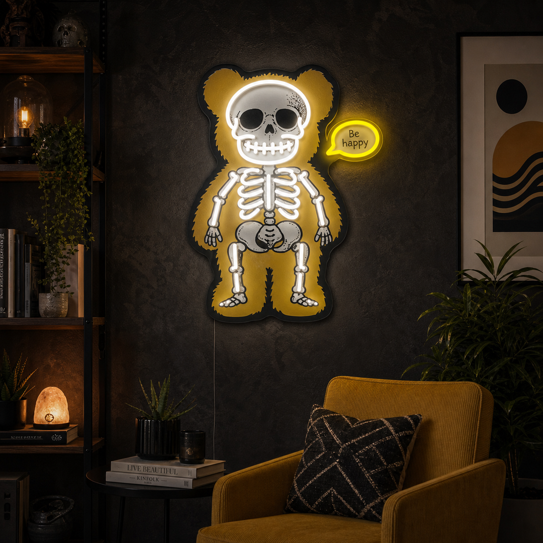 "Bear Skeleton" UV Print LED Neon Sign