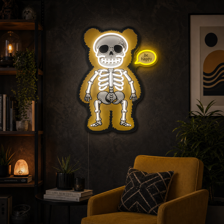"Bear Skeleton" UV Print LED Neon Sign