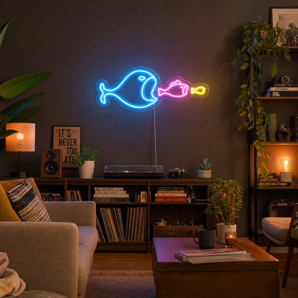 "Big Fish Eat Small Fish" Neon Sign
