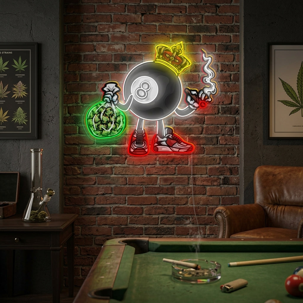 "Billiard Ball Smoking" Neon Sign