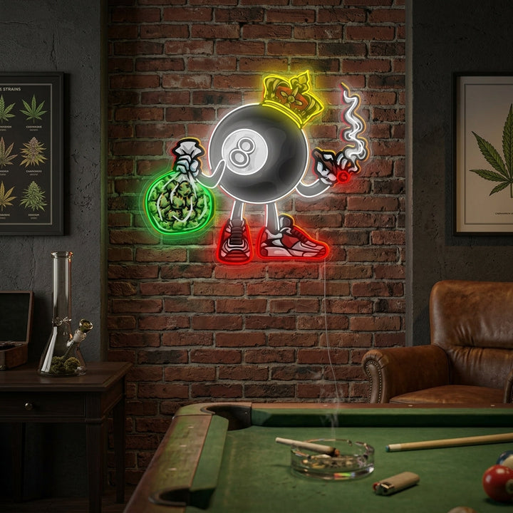 "Billiard Ball Smoking" Neon Sign