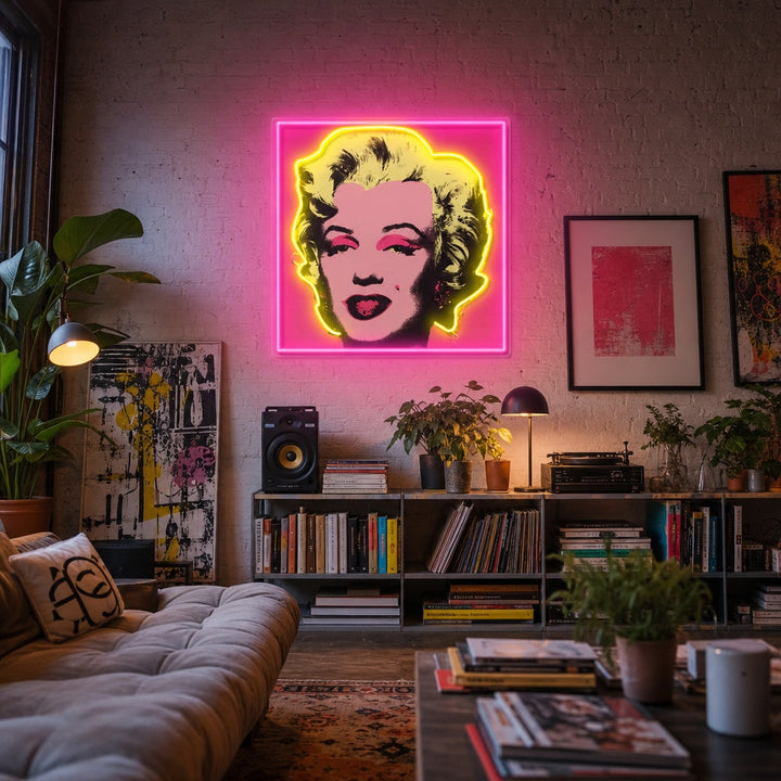 "Blonde Hair Woman Pop Art" UV Print LED Neon Sign