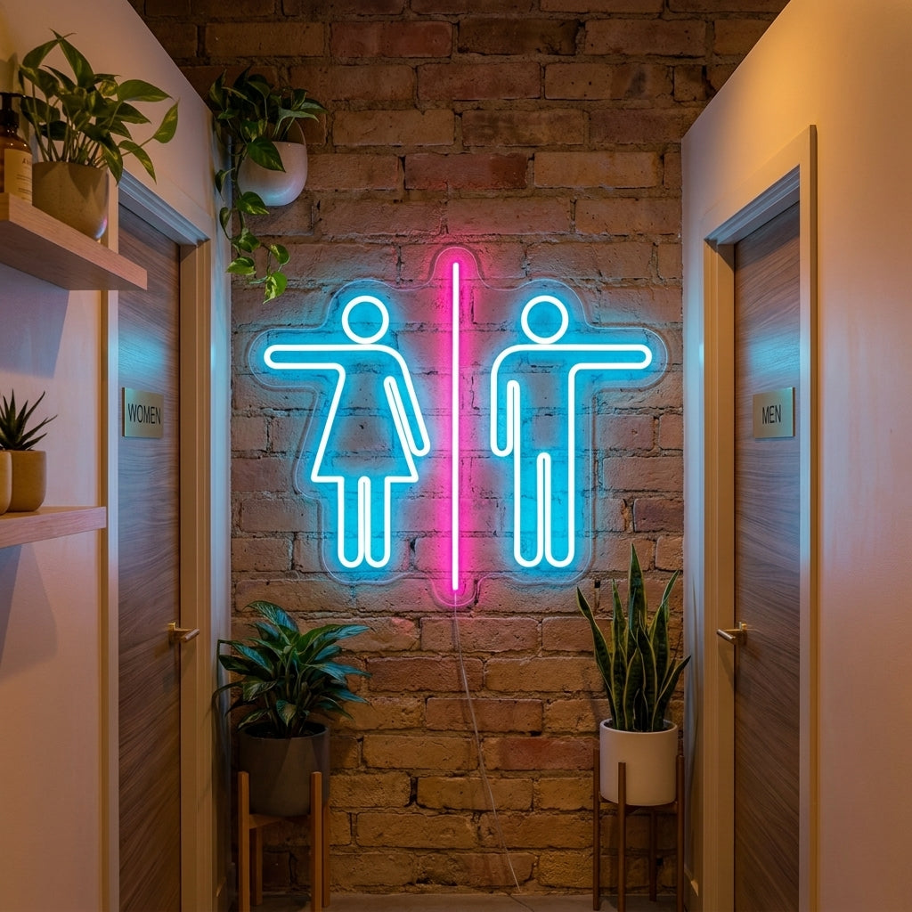 "Boy and Girl WC Toilet" Neon Sign