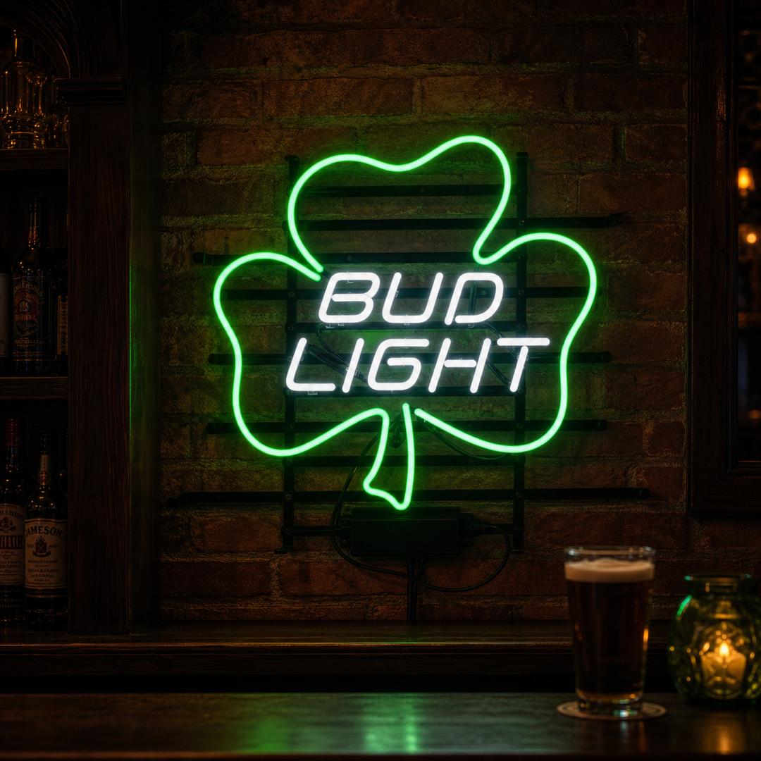 Bud Lucky Shamrock Neon Sign