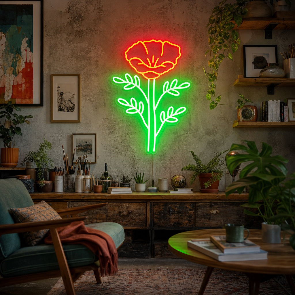 "California Poppy Papaver Rhoeas" Neon Sign