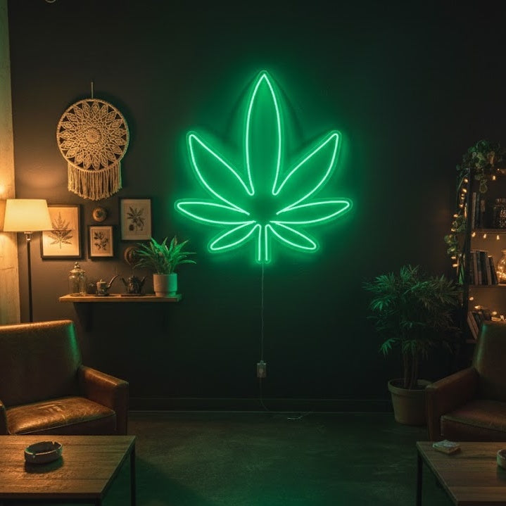 "Cannabis Weed Hemp Leaf" Neon Sign
