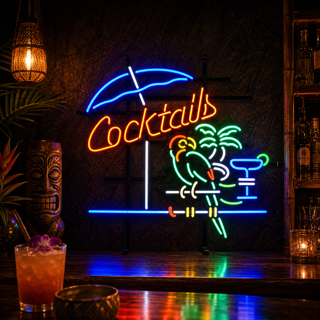 "Cocktail Parrot Cocktails" Neon Sign
