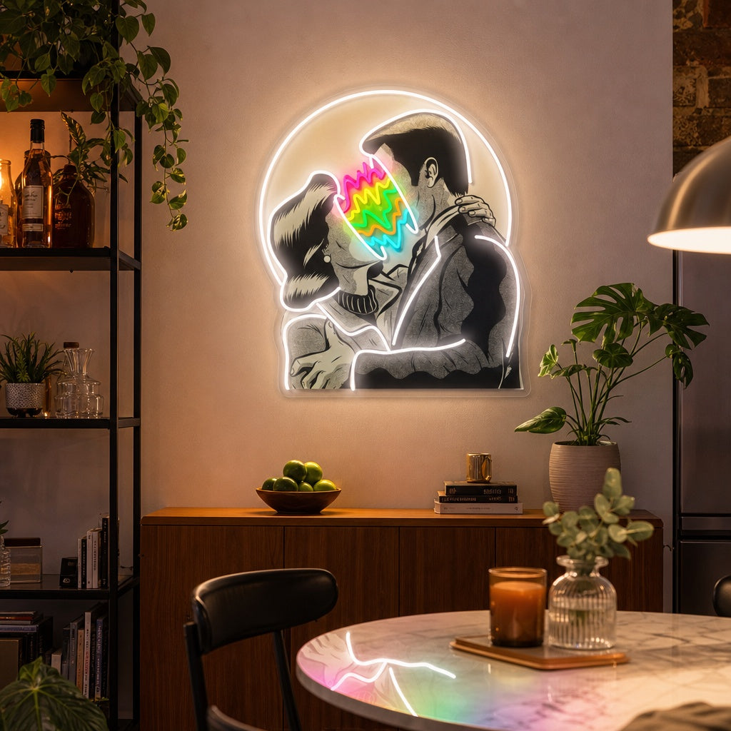 "Color Lovers, Kissing Couple" UV Print LED Neon Sign