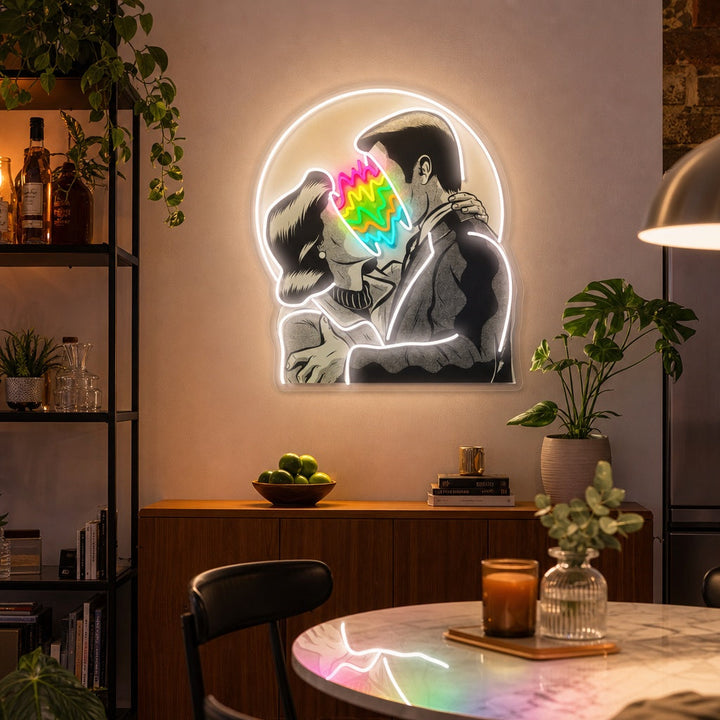 "Color Lovers, Kissing Couple" UV Print LED Neon Sign