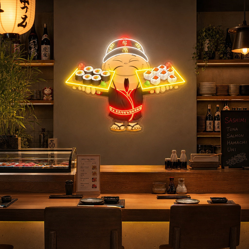 Cook Of Sushi Neon Sign, Japanese Restaurant Decor