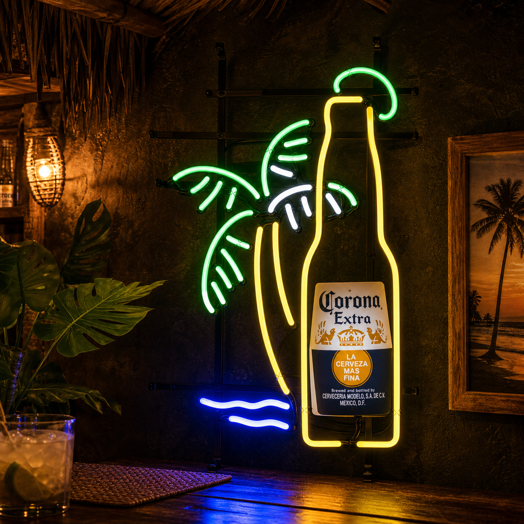 Corona Extra Bottle Palm Tree Beer Neon Sign