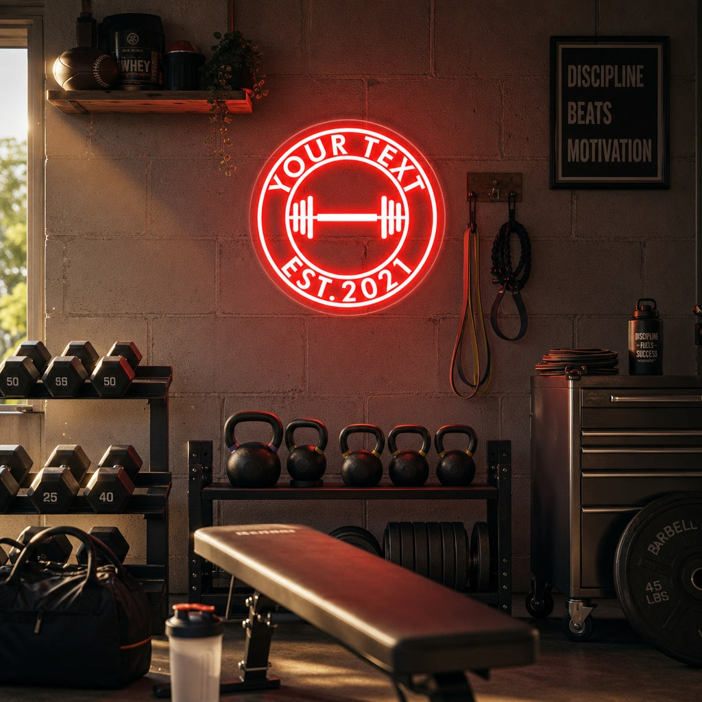 "Custom Your Text EST Gym, Custom Fitness, Custom Gym" Neon Sign