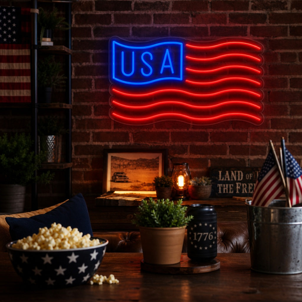 "Flag of American" Neon Sign