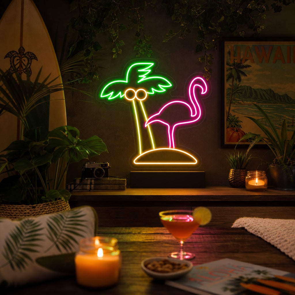 "Flamingo Palm" Neon Sign