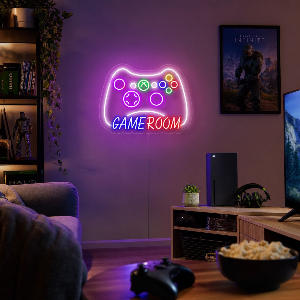 "Game Room MAN CAVE, Game Wall Decor" Neon Sign