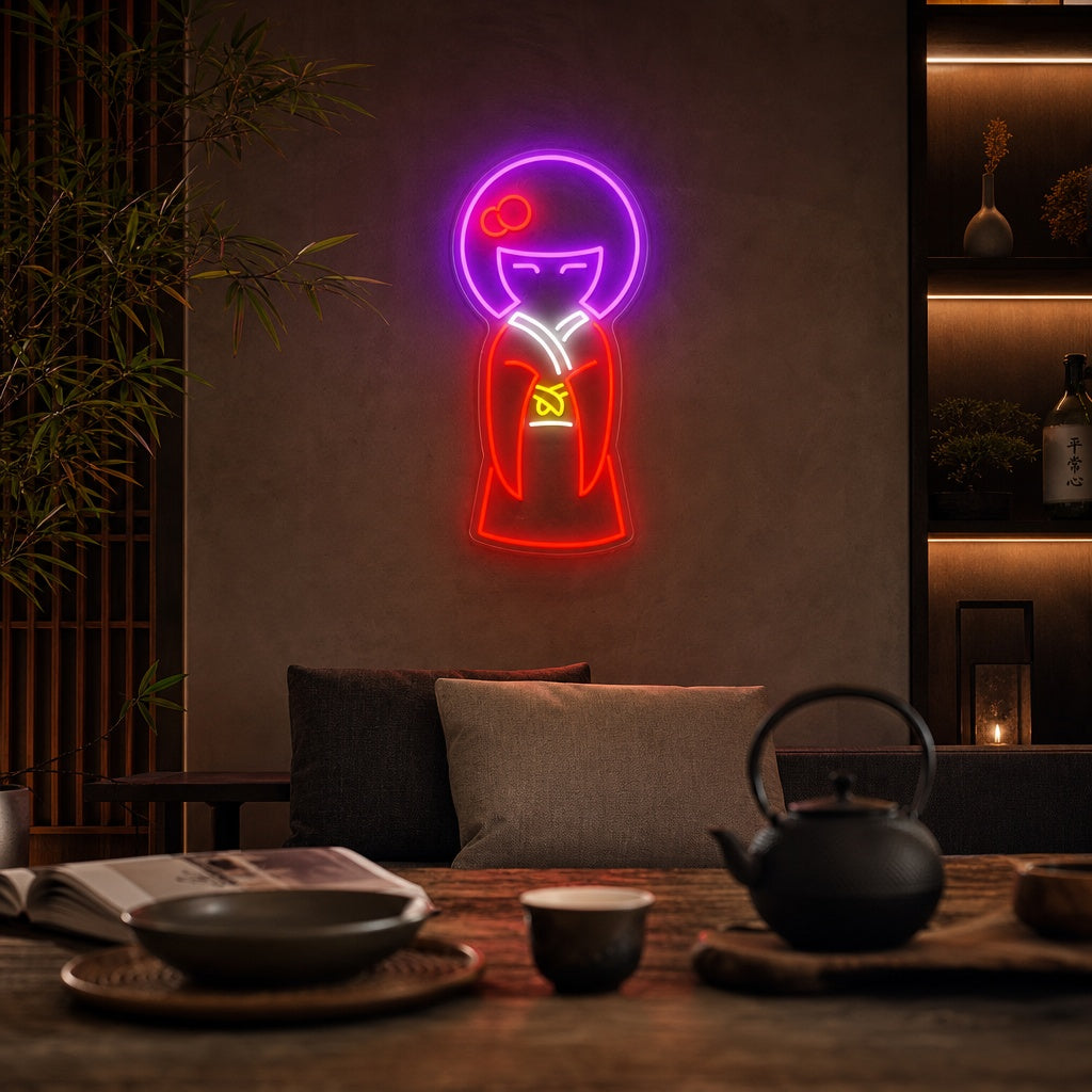 Geisha In Kimono Neon Sign, Japanese Neon Sign