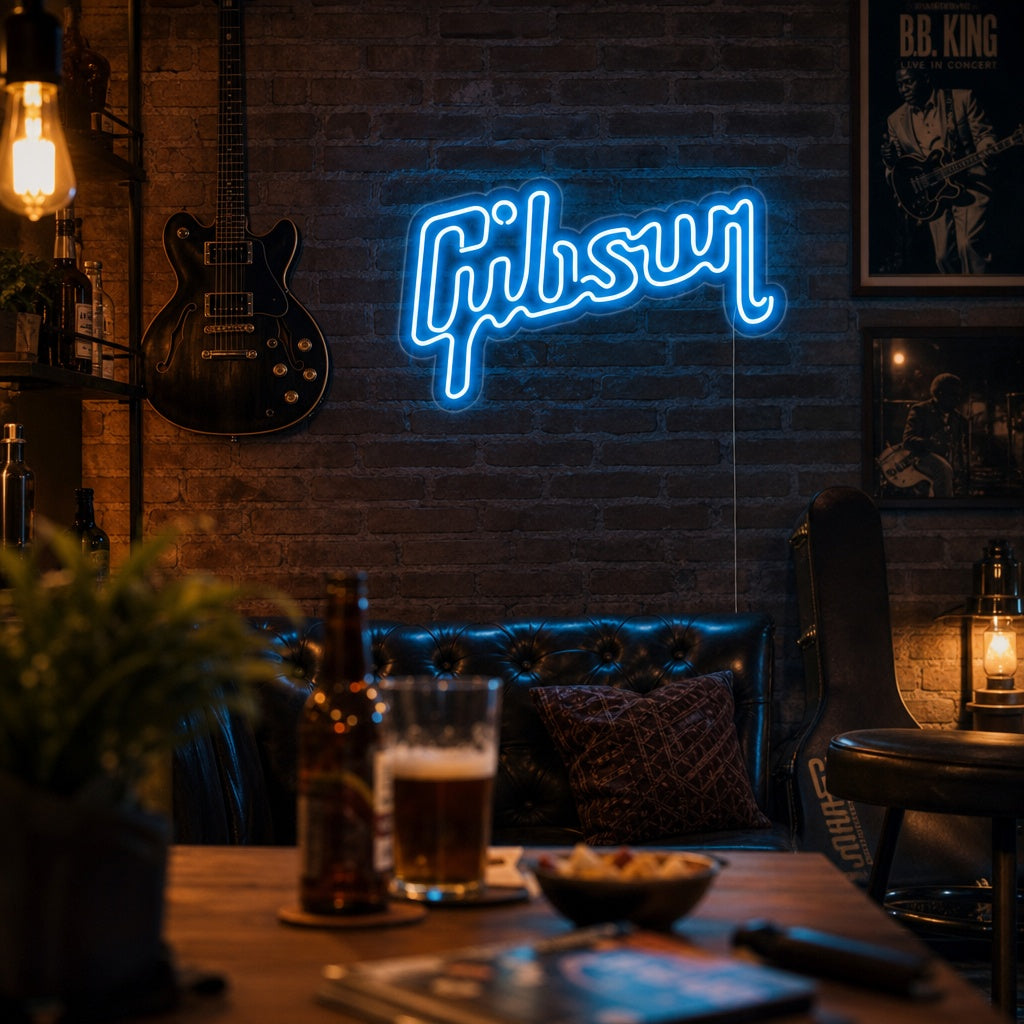 "Gibson Guitar Music" Neon Sign