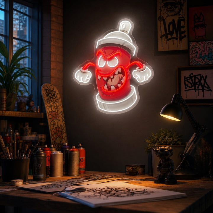 "Graffiti Spray Can Monster" UV Print LED Neon Sign