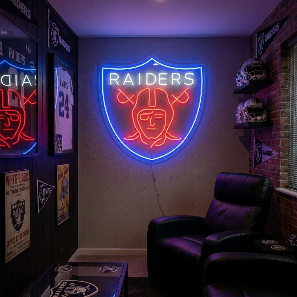 American Football Pirate Shield Neon Sign