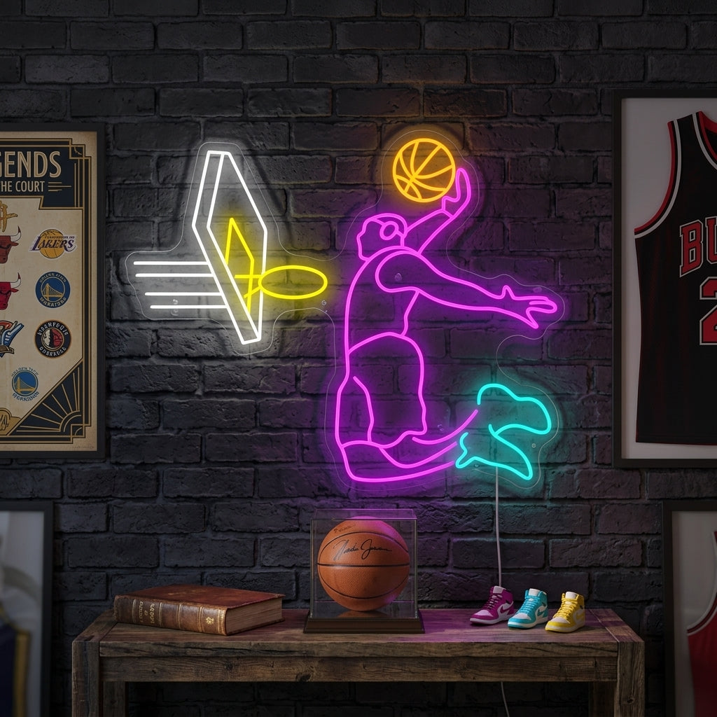 Basketball Slam Dunk Neon Sign